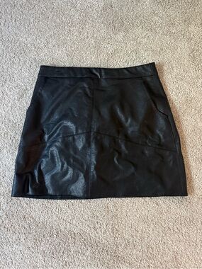 Lulu's Black Faux Leather Mini Skirt